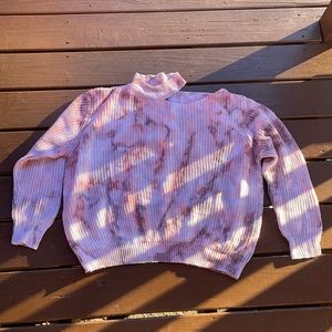 Main Strip pink marble cozy sweater, open shoulder, size Medium